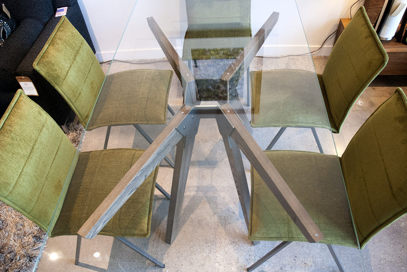 A Solid Wood Base Dining Table With Multiple Glass Options For The Top ...